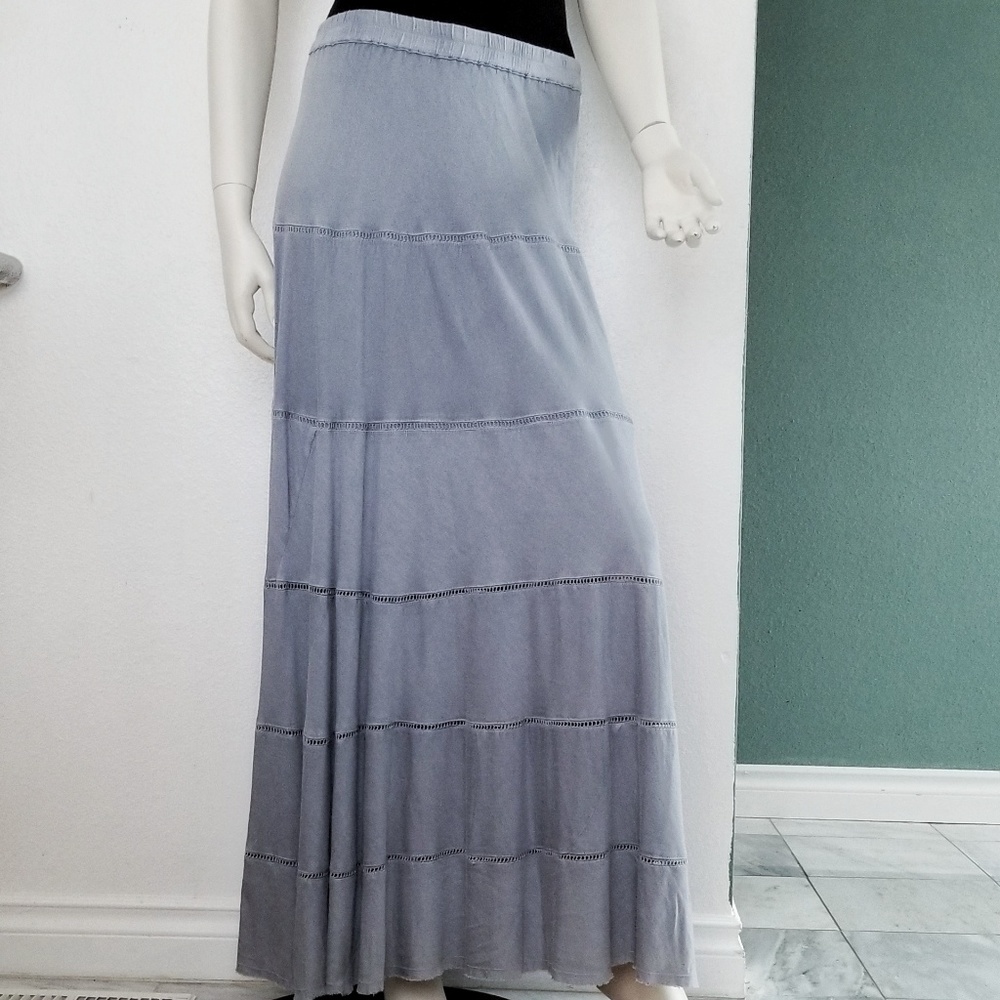 Soft surroundings pale blue maxi skirt